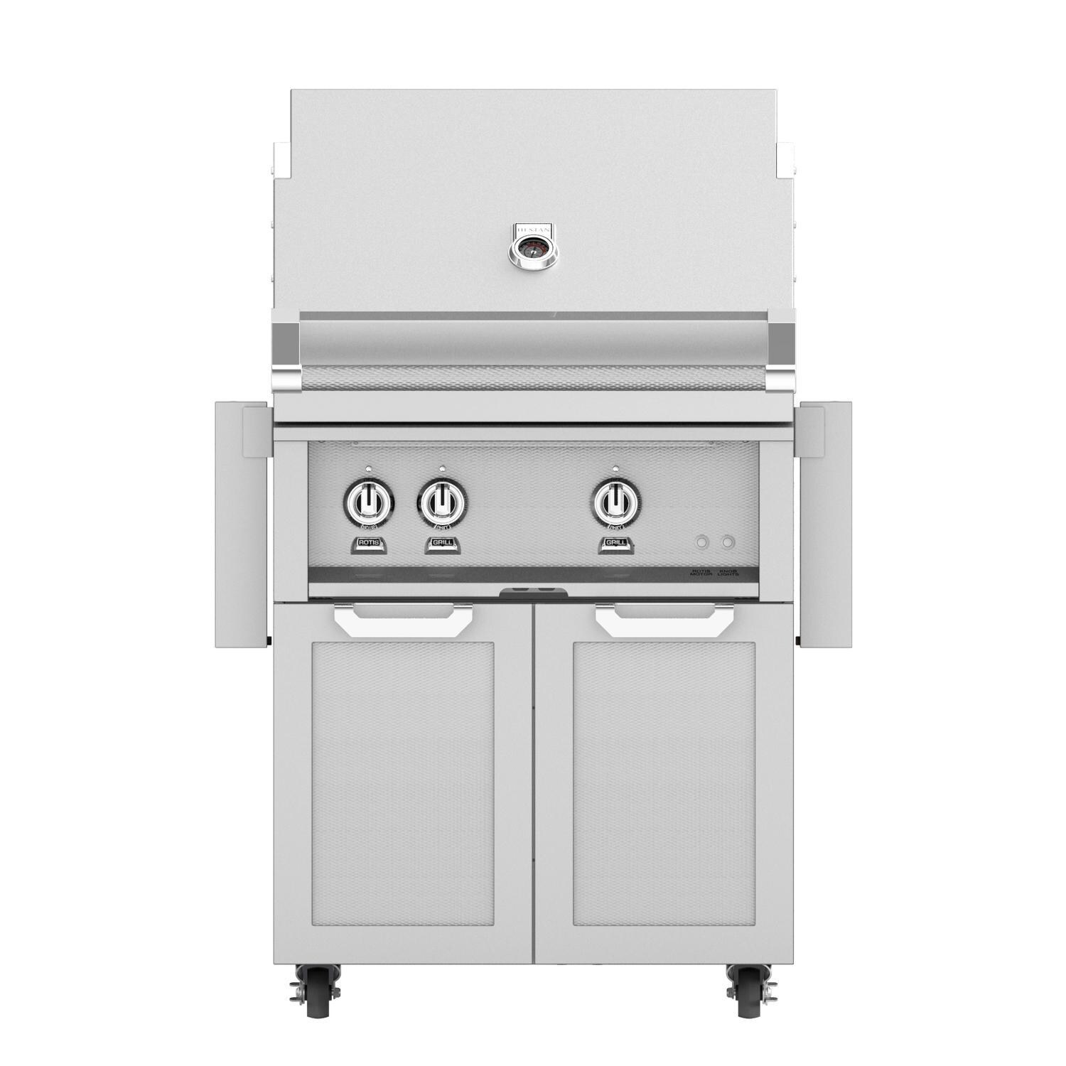 Hestan 30-Inch Freestanding Propane Gas Grill W/ All Infrared Burners & Rotisserie On Double Door Tower Cart - Steeletto - GSBR30-LP-SS thumbnail
