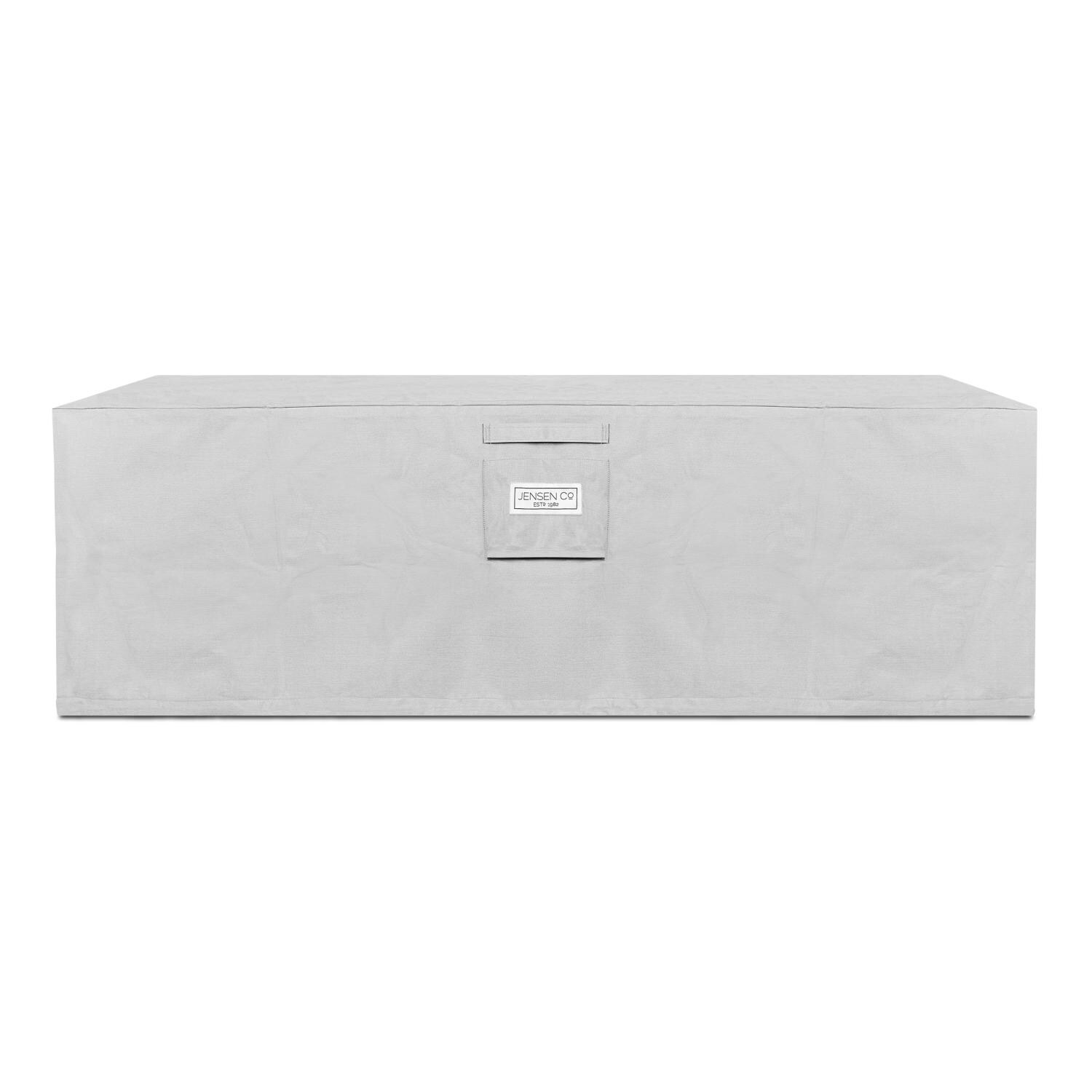 Olliewood 60-in Rectangular Concrete Natural Gas Fire Pit Table in Chalk by BBQGuys Signature - Cover On - White Background thumbnail