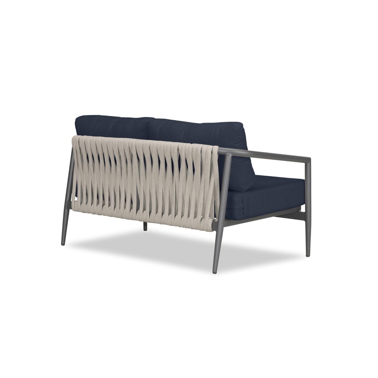 Lakeview Midnight Cove 2 Person Aluminum Loveseat in Slate/Pebble Gray/Spectrum Indigo - Back Right - White Background thumbnail