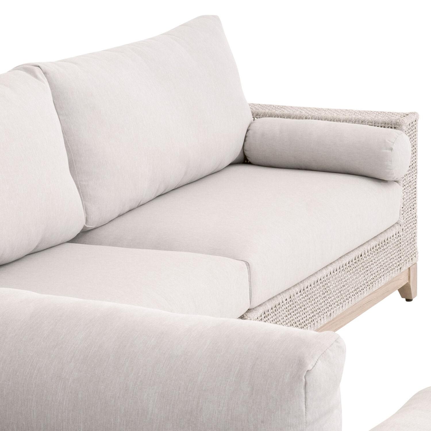 Lakeview Ranch Pointe Woven Rope Right Modular Sofa in Taupe & White - Zoomed in Sectional thumbnail