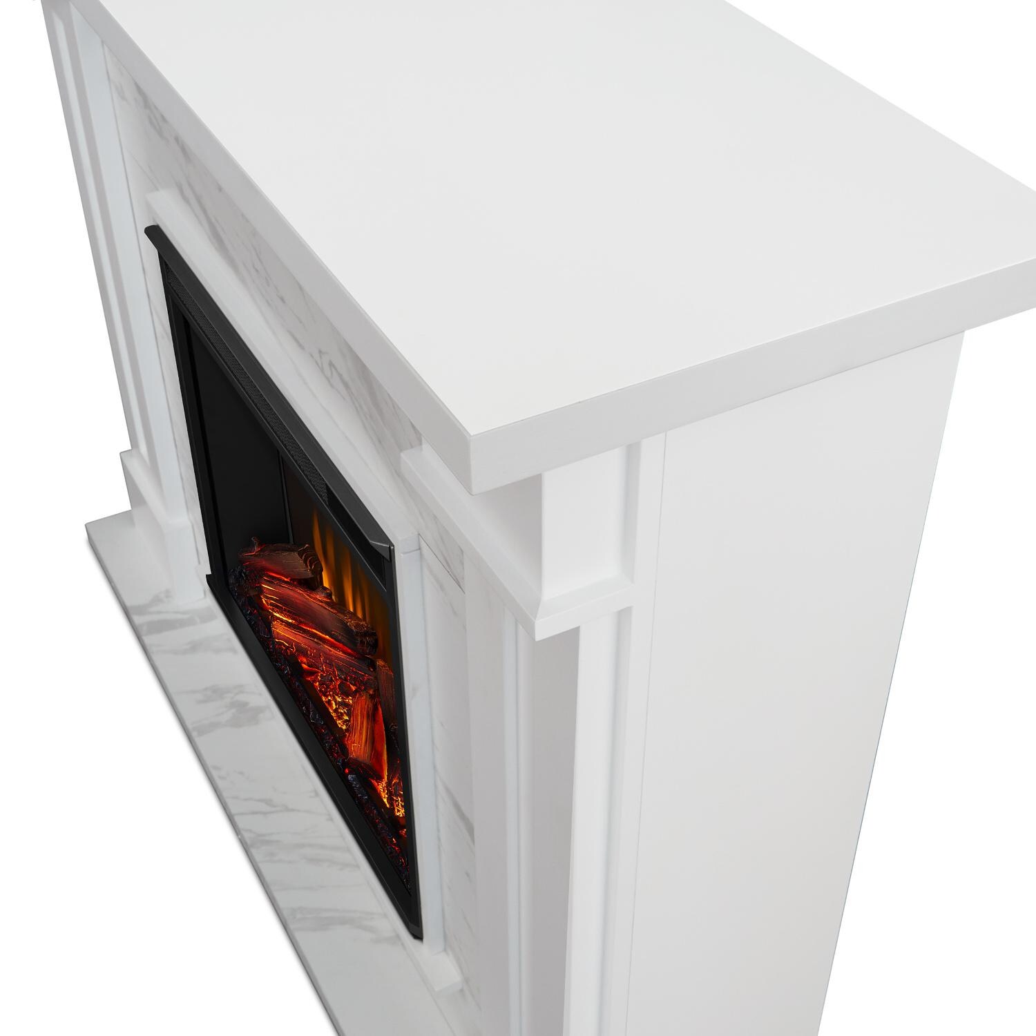 Real Flame - 6030E-WM - Kipling 53-Inch Electric Fireplace With Mantel - White - Corner Detail thumbnail