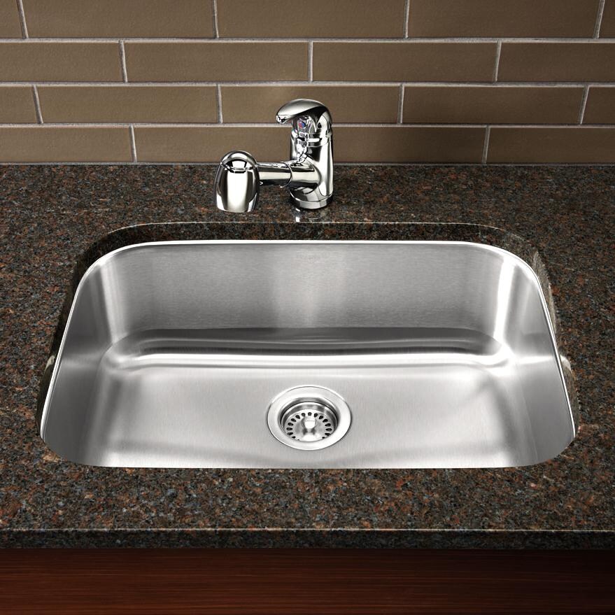 Blanco Stellar Medium 25 X 18 18-Gauge Single Bowl Stainless Steel Undermount Sink - Installed (Shown With Faucet & Drain - Not Included) thumbnail