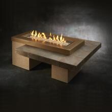 The Outdoor GreatRoom Company Uptown 64-Inch Linear Natural Gas Fire Pit Table with 42-Inch Crystal Fire Burner - Brown - Ships As Propane With Conversion Fittings - UPT-1242-BRN-NG