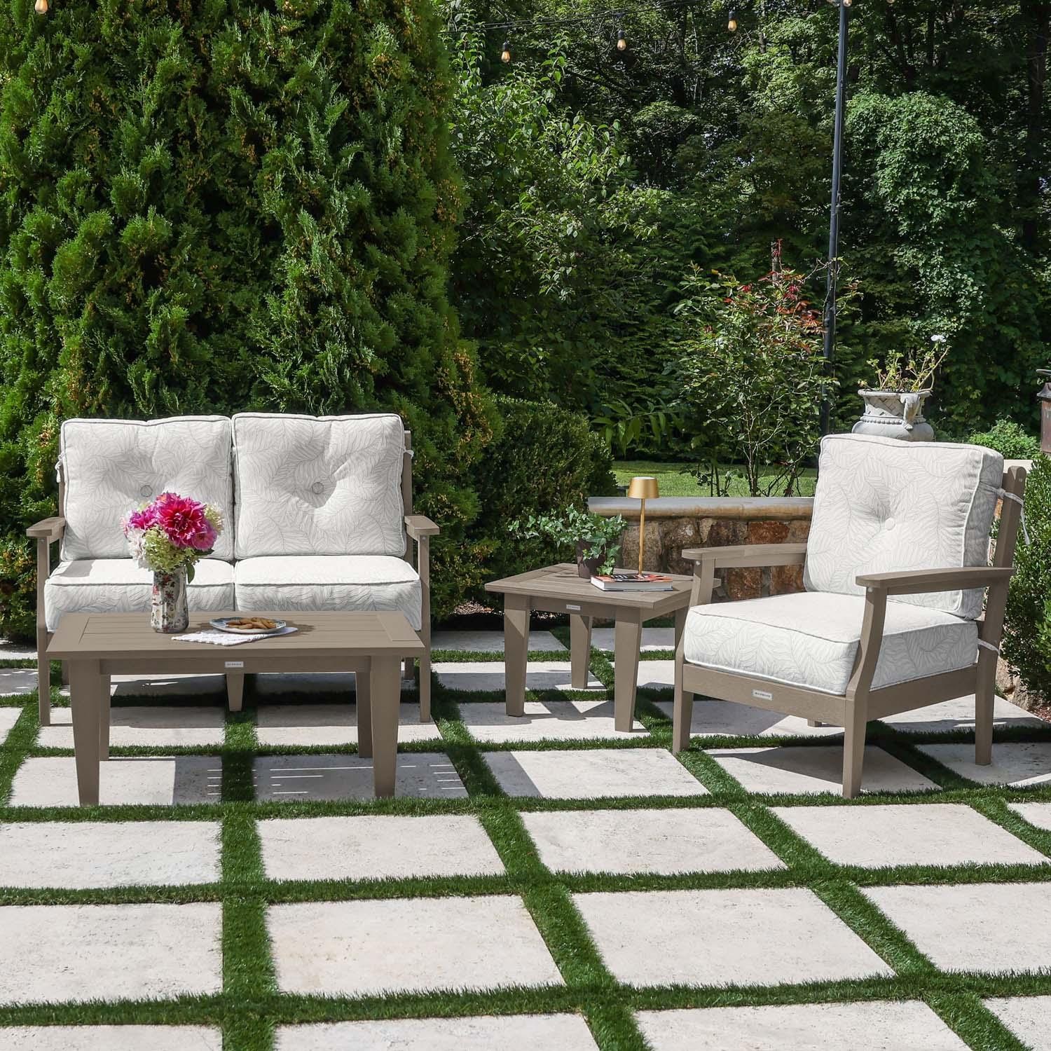 Blushing Bay 4 Pc Recycled Plastic Seating Set in Lively Parchment/Woodland Brown by Lakeview Outdoor Designs