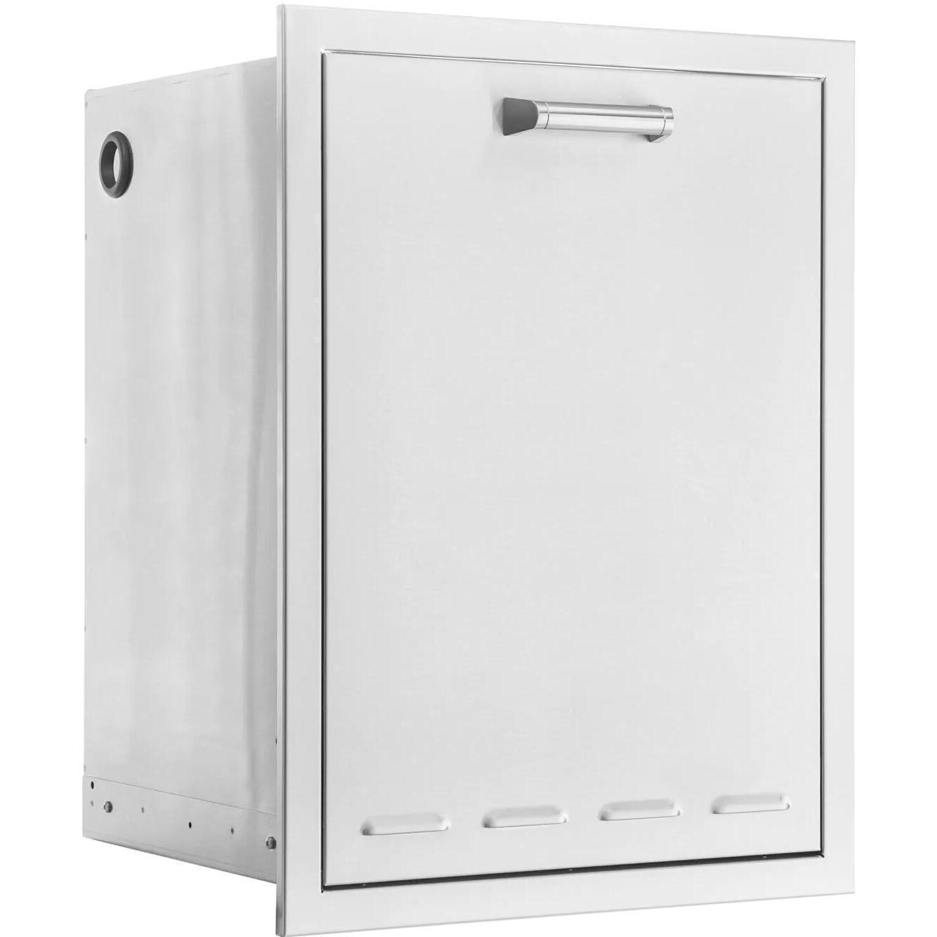 BBQGuys Signature 20 Inch Stainless Steel Roll-Out Trash or Propane Tank Drawer - Angled View - White Background thumbnail