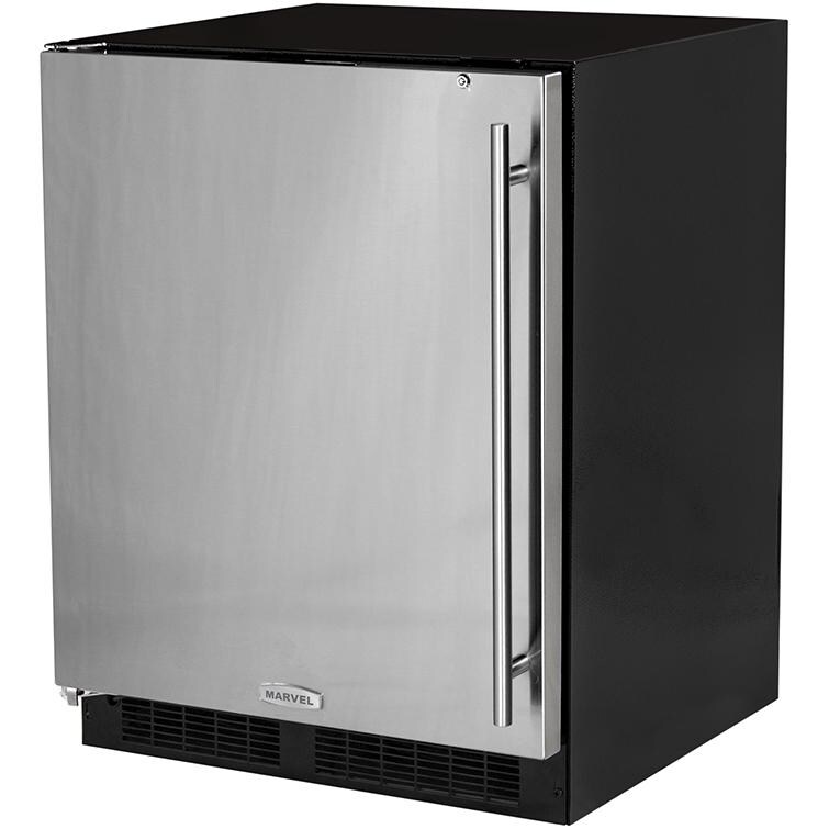 Marvel 24-Inch Left Hinge Compact Refrigerator With Door And Drawer Storage - Stainless Steel - ML24RAS2LS