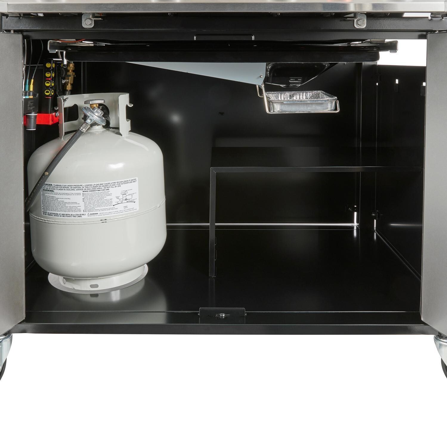 Weber GENESIS 38410001 E-435 Natural Gas Grill with Sear Burner & Side Burner - Black - Cart Storage (Propane Model Shown) - Detail thumbnail