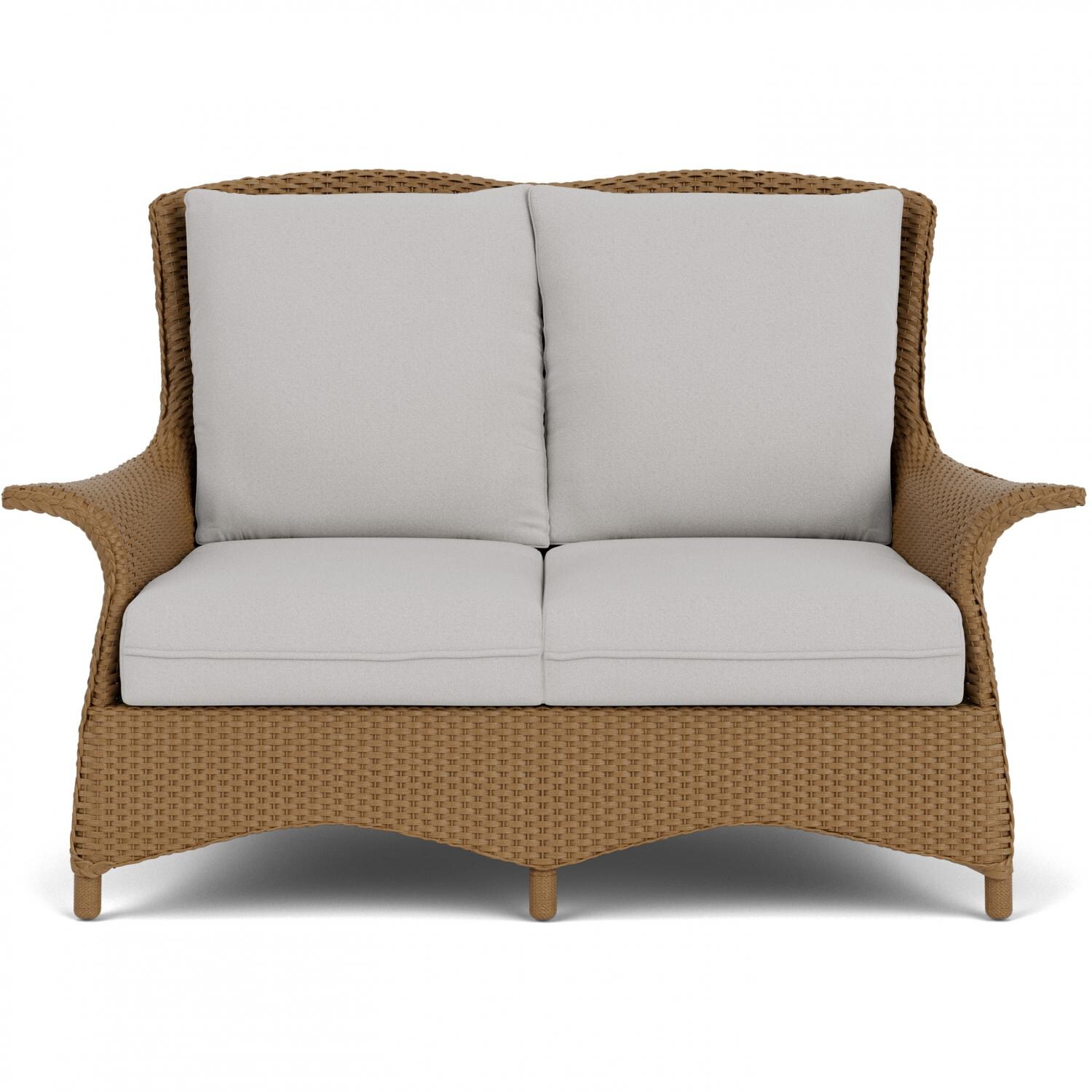 Mandalay 2 Person Wicker Loveseat in Hickory/Tundra Dove By Lloyd Flanders