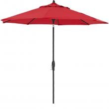 9 Ft. Octagonal Aluminum Auto Tilt Patio Umbrella W/ Crank Lift By BBQGuys - Black Frame / Sunbrella Jockey Red Canopy image