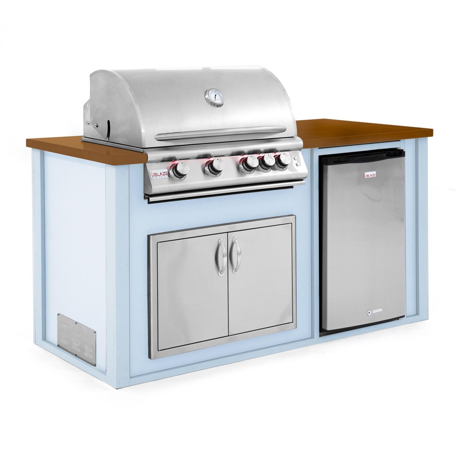 BBQGuys 6 Ft BBQ Island With Blaze LTE2 32Inch Propane Gas Grill, Double Access Door & Compact