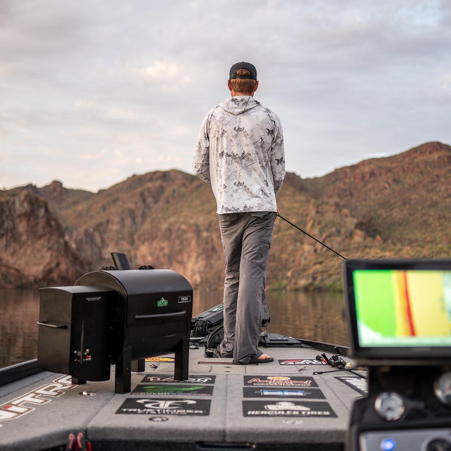 Green Mountain Grills Trek Prime 2.0 WiFi Pellet Grill w/ Cover - Fishing - Lifestyle thumbnail