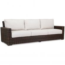 Montecito Wicker Patio Sofa W/ Sunbrella Canvas Flax Cushions By Sunset West