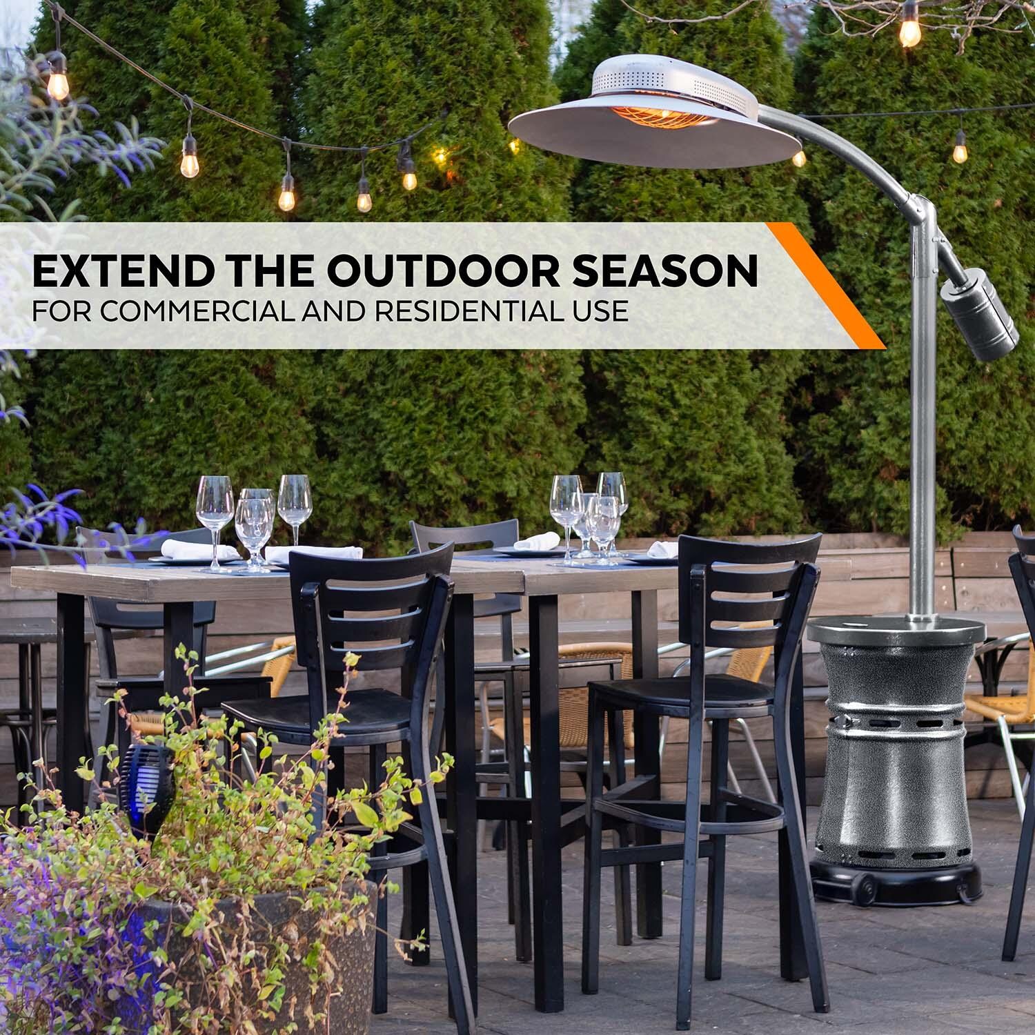 Paragon Outdoor OH-BL32-9M Arc 32,000 BTU Propane Gas Cantilever Portable Patio Heater - Hammertone Silvervein - Lifestyle thumbnail