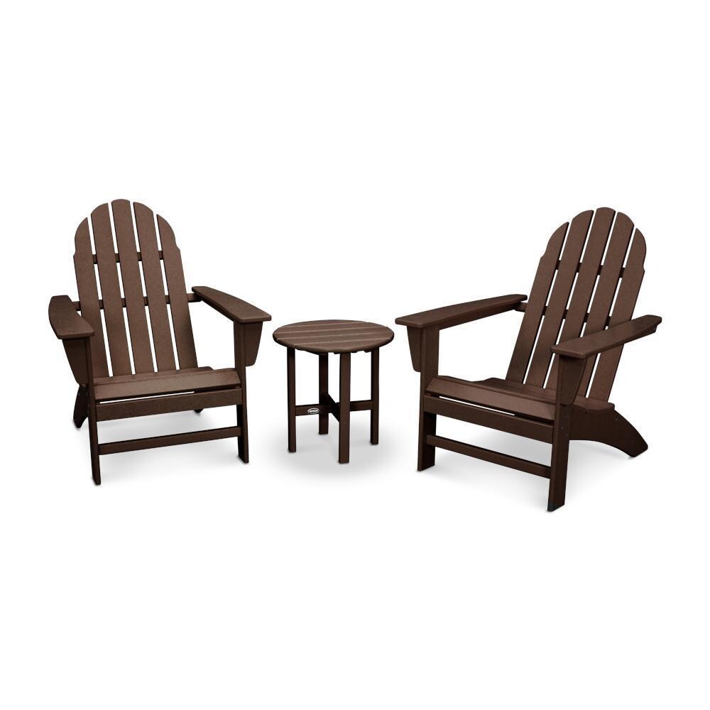 Vineyard 3 Pc Recycled Plastic Adirondack Seating Set in Mahogany by POLYWOOD