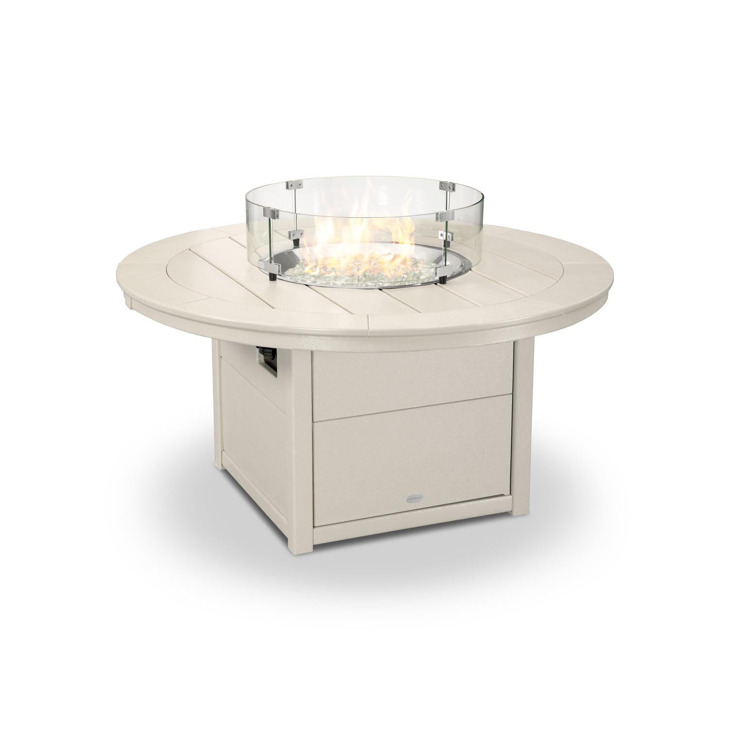 POLYWOOD PWS707-1-SA Nautical 5-Piece Adirondack Chair Conversation Set w/ Fire Pit Table - South Beach Side Table thumbnail