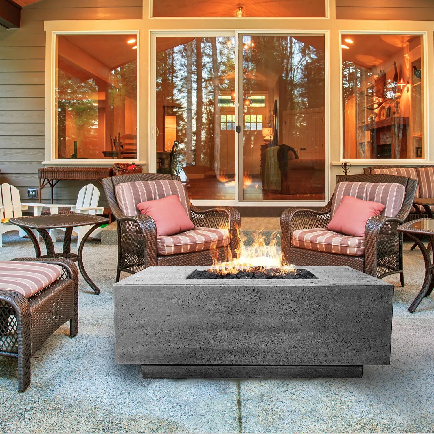 Prism Hardscapes SCPH-407-6LP Tavola 3 48-Inch Propane Gas Rectangular Fire Pit Table - Lifestyle 2 (NOT ACTUAL COLOR) thumbnail