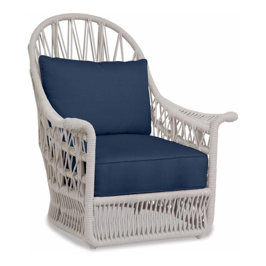 Dana Woven Rope Wing Club Chair w/ Self Welt in Natural/Spectrum Indigo by Sunset West - White Background thumbnail