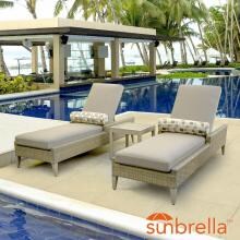 Lafitte 3 Piece Wicker Patio Chaise Lounge Set W/ Sunbrella Canvas Taupe Cushions By Lakeview Outdoor Designs image