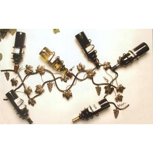 6Bottle Metal Grape Vine Wine Rack Bronze BR3333 BBQGuys