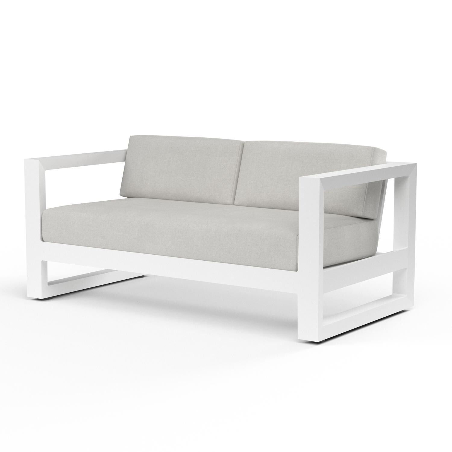 Sunset West - 4801-22-40433 - Newport Aluminum Patio Loveseat W/ Sunbrella Cast Silver Cushions thumbnail