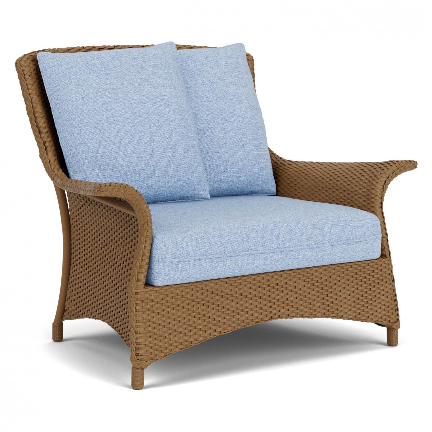 Lloyd Flanders Mandalay Chair and a Half in Hickory Finish with Demo Skyway Fabric - Angled thumbnail