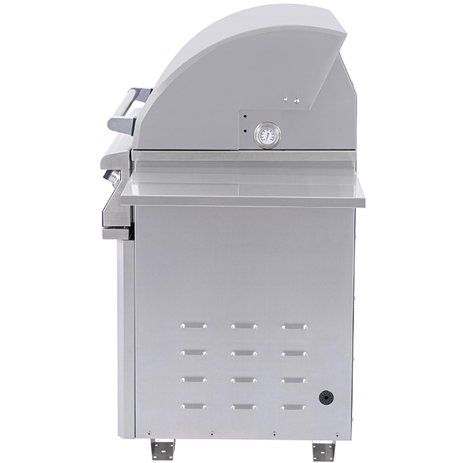 PGS E27T Commercial T-Series 30 Inch Electric Grill On Pedestal w/ Timer - Lid Closed Right Side - White Background thumbnail