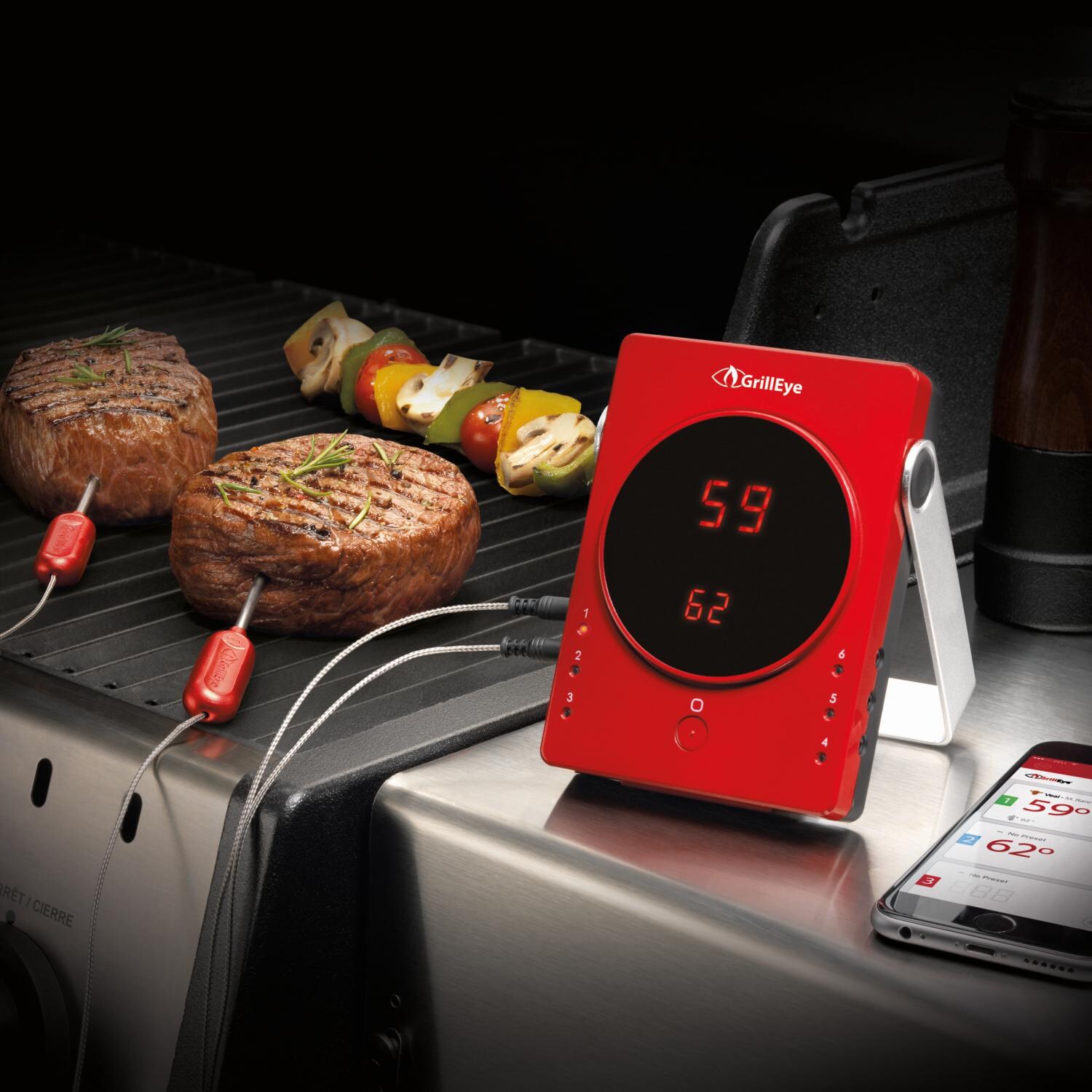 GrillEye Smart Bluetooth Grilling & Smoking Thermometer - In Use thumbnail