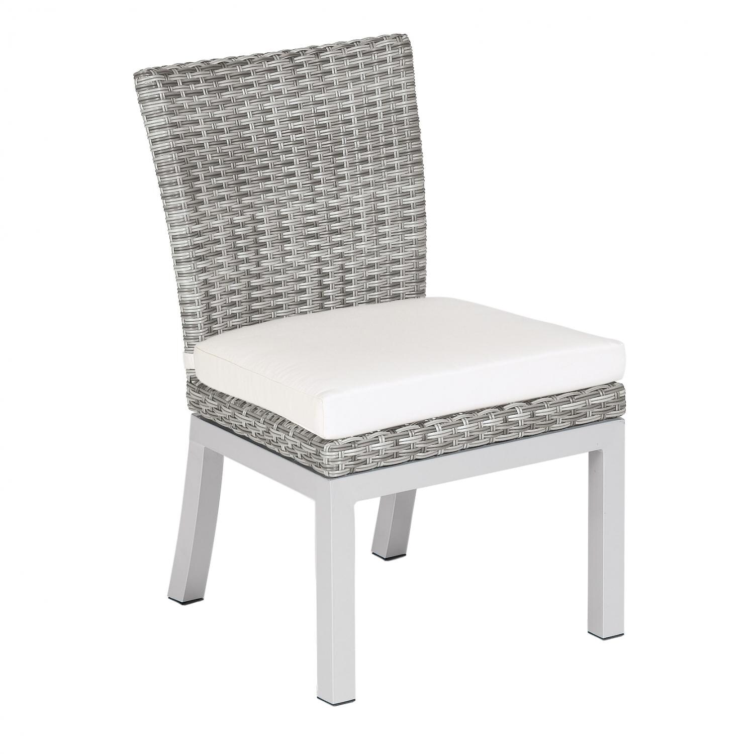 Argento Wicker Patio Dining Side Chair W/ Eggshell White Cushion thumbnail