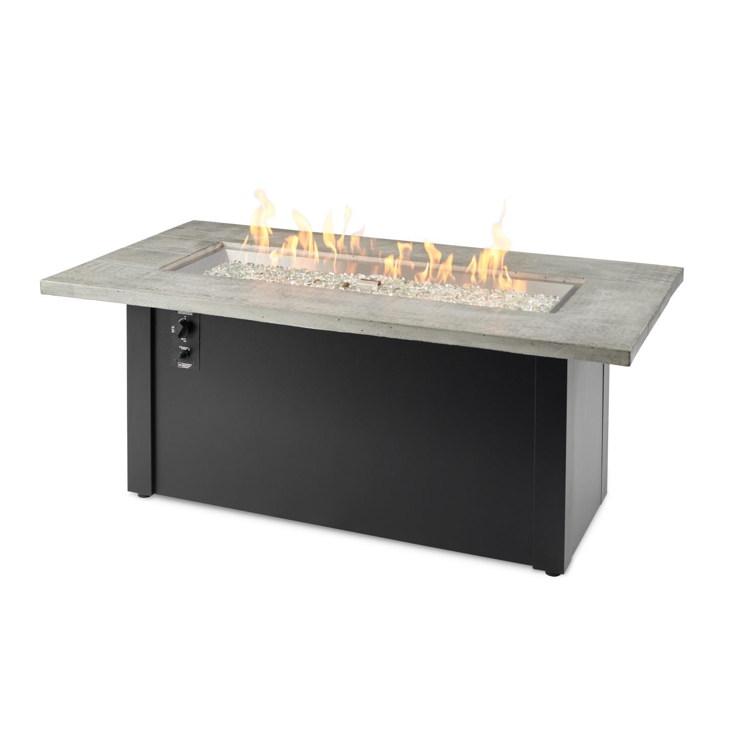 Cedar Ridge 61 Inch Rectangular GFRC Concrete Natural Gas Fire Pit Table in Gray By The Outdoor GreatRoom Company