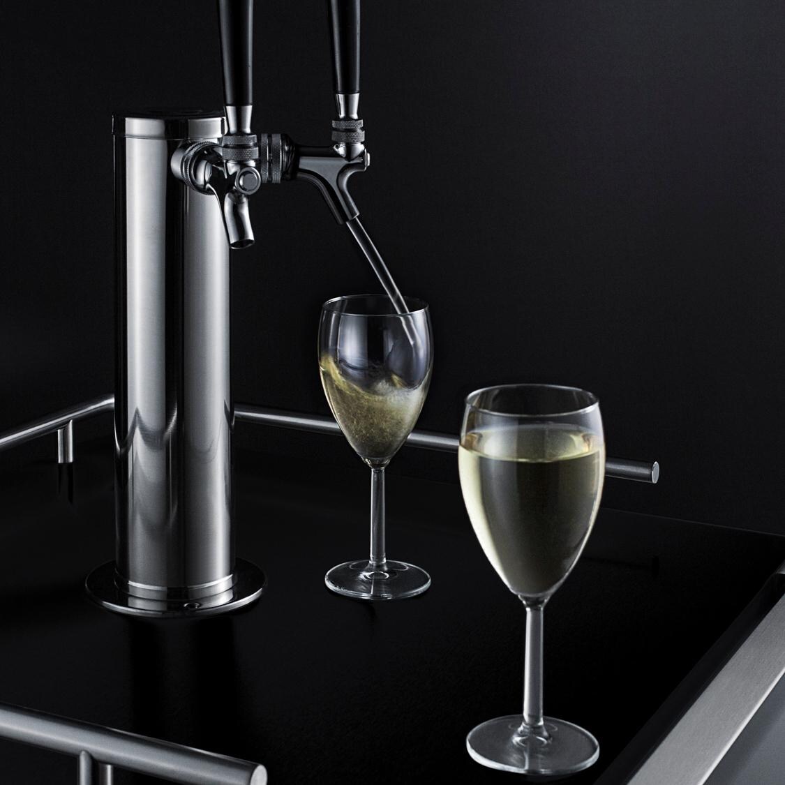 Summit SBC696OSWKDTWIN Commercial Outdoor Rated Double Tap Wine Dispenser / Kegerator - Drinks Poured thumbnail