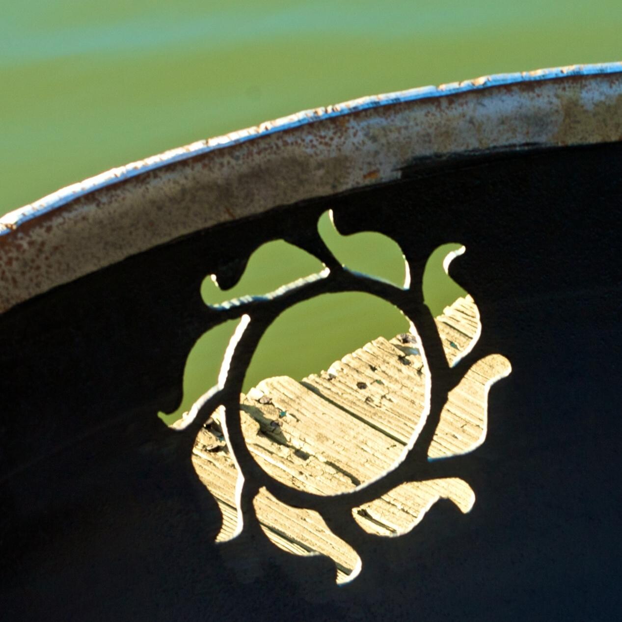 Fire Pit Art Kokopelli Wood Burning Fire Pit - Sun Detail Shown thumbnail