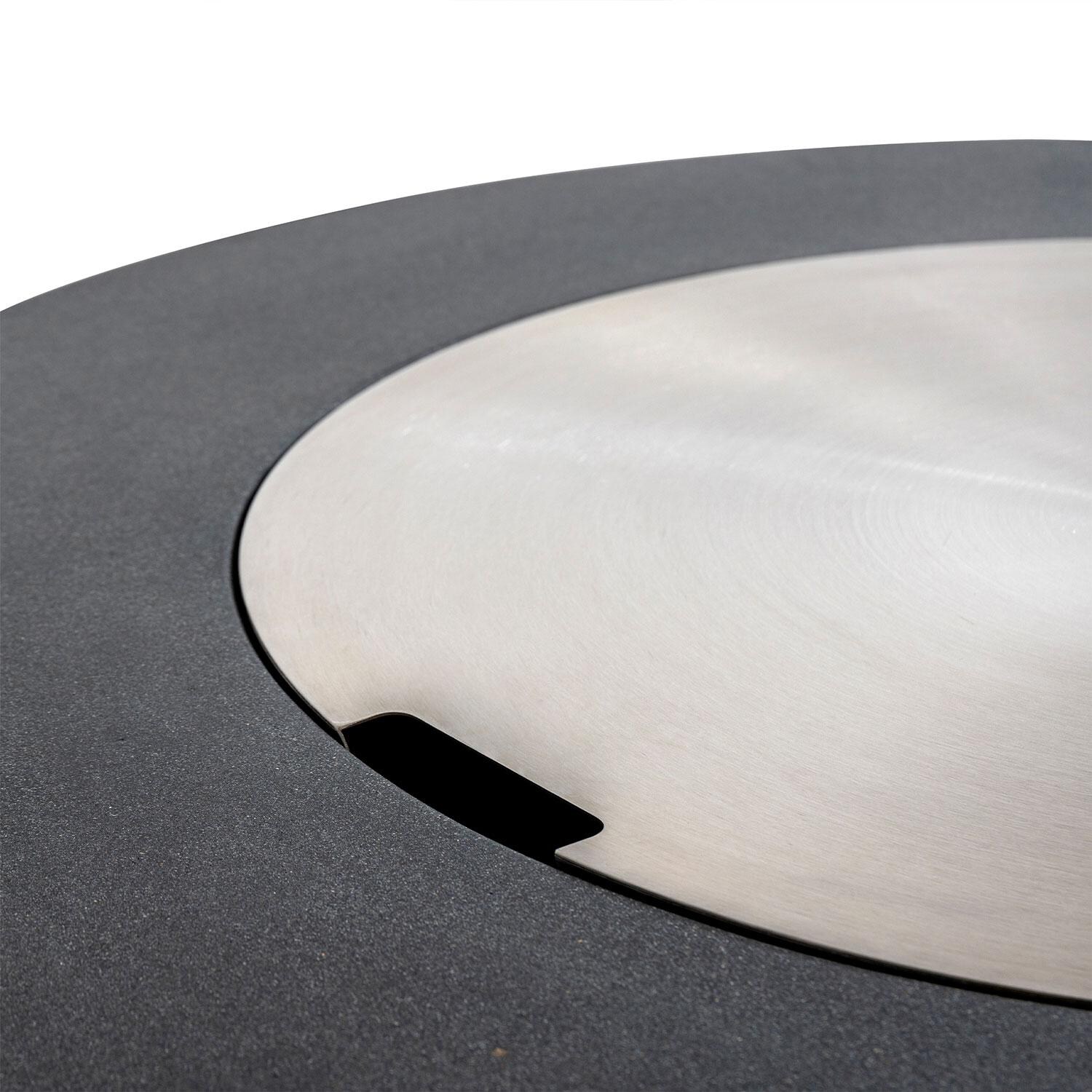 Glenwood 42-in Round Concrete Propane Fire Pit w/ Push Button Ignition in Graphite by Lakeview Outdoor Designs - Burner Lid - Detail thumbnail