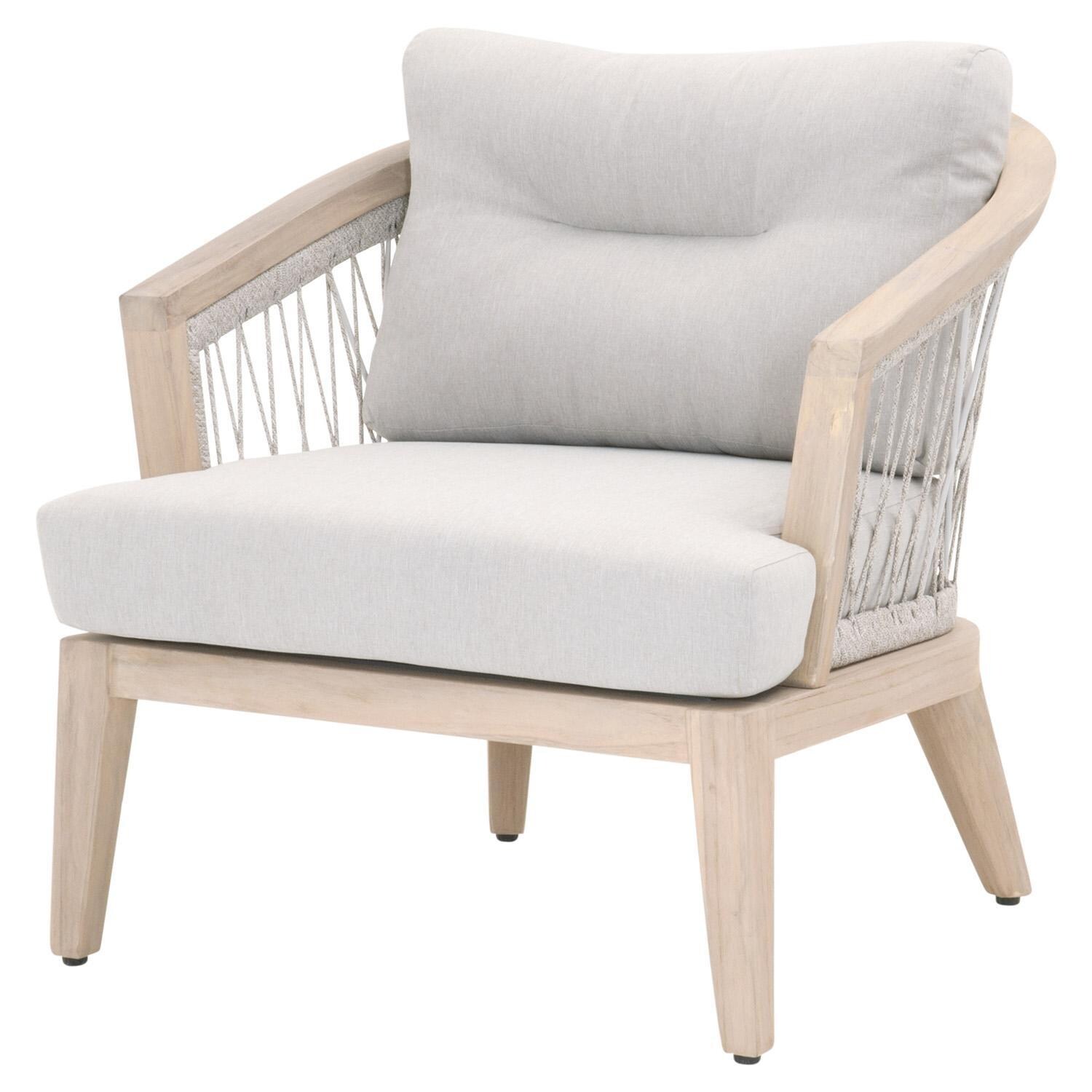 Lakeview Heritage Way Woven Rope Club Chair in Taupe & White - Angled View thumbnail