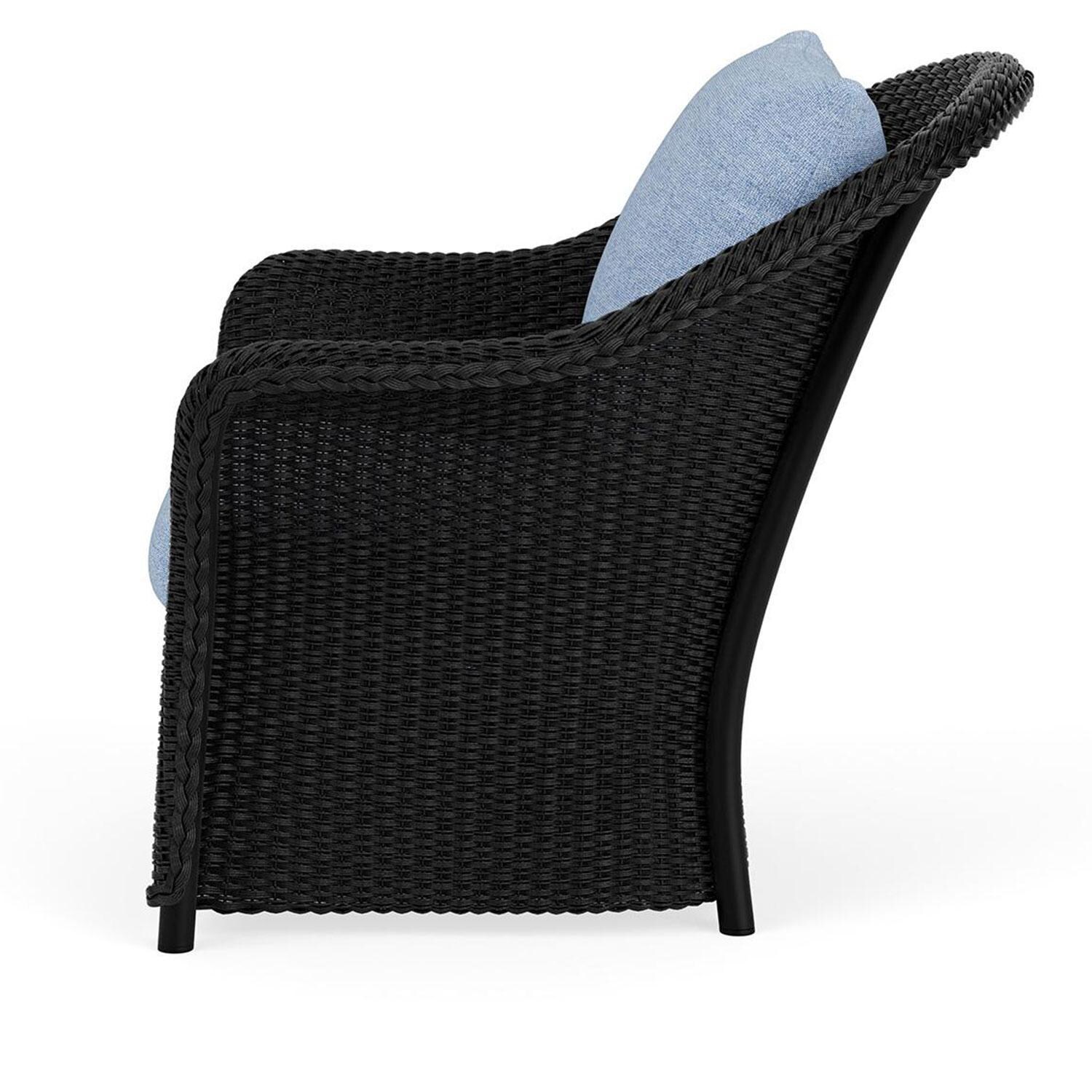 Lloyd Flanders Weekend Retreat Lounge Chair in Ebony Finish W/ Demo Skyway Fabric - Side thumbnail