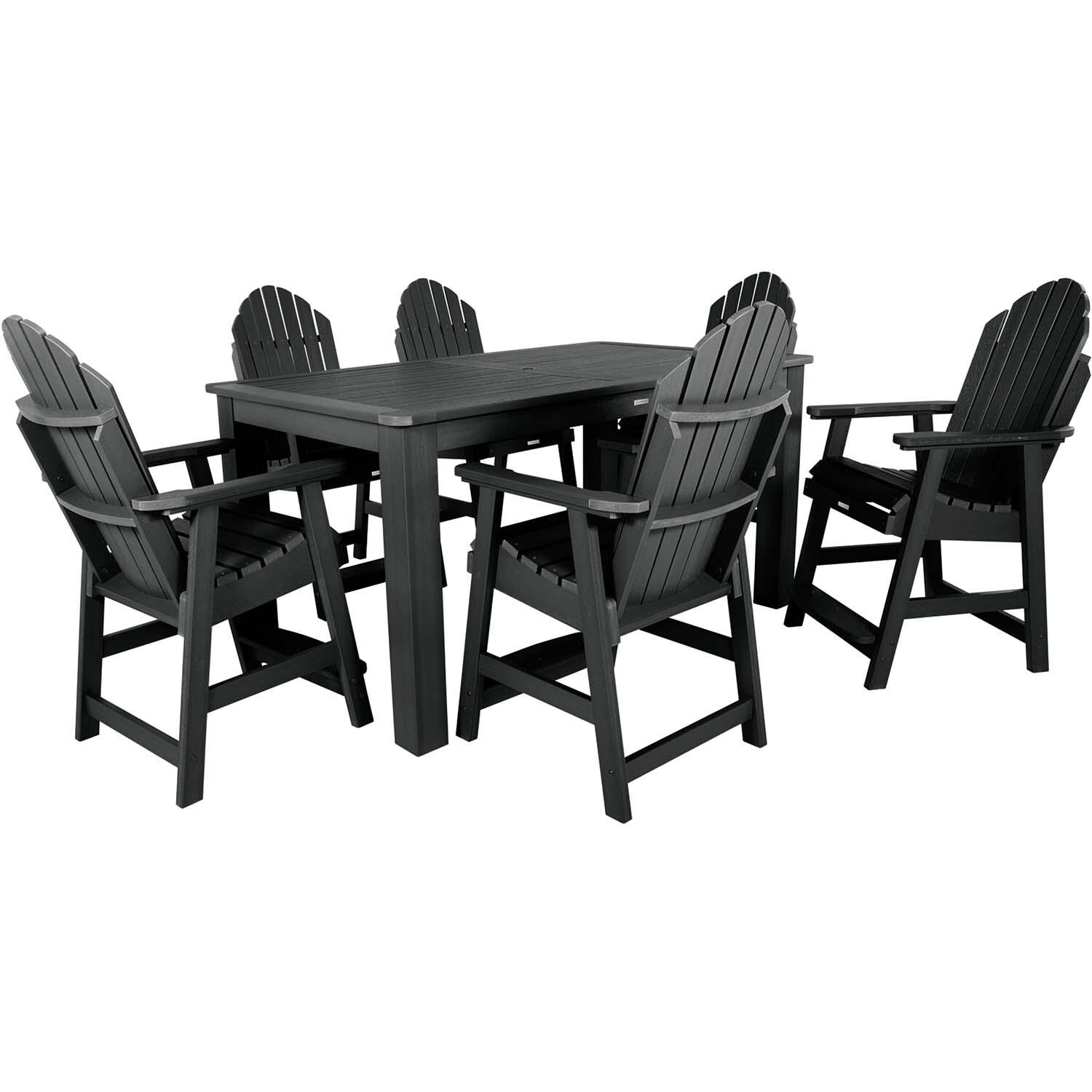 Dream Bay 7 Pc Rectangular Counter Height Dining Set in Black By Lakeview Outdoor Designs - White Background thumbnail