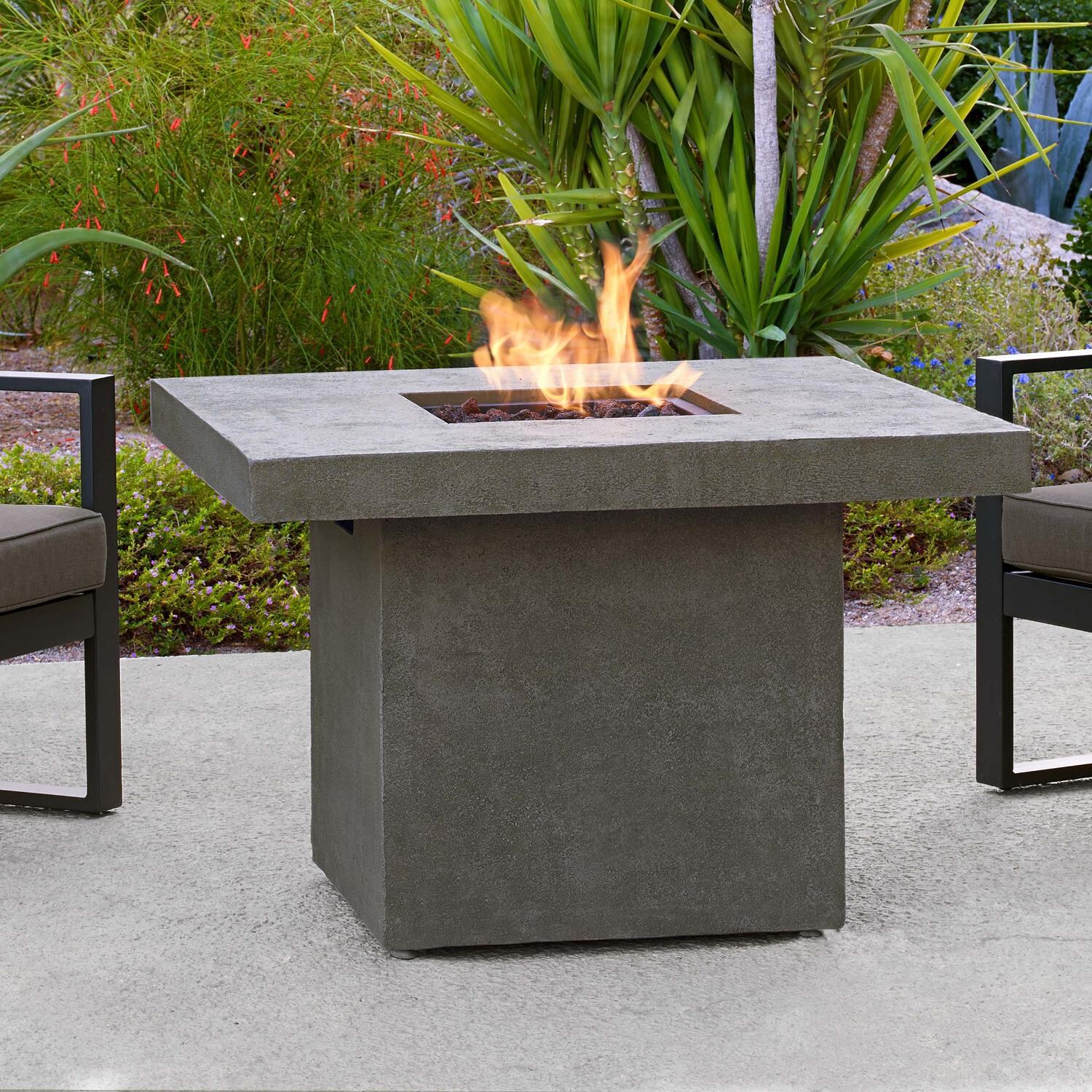 Real Flame Ventura 36-Inch Square Fire Table - Fiber-Cast Concrete - Glacier Gray - Propane W/ Conversion Kit - C9630LP-TGLG