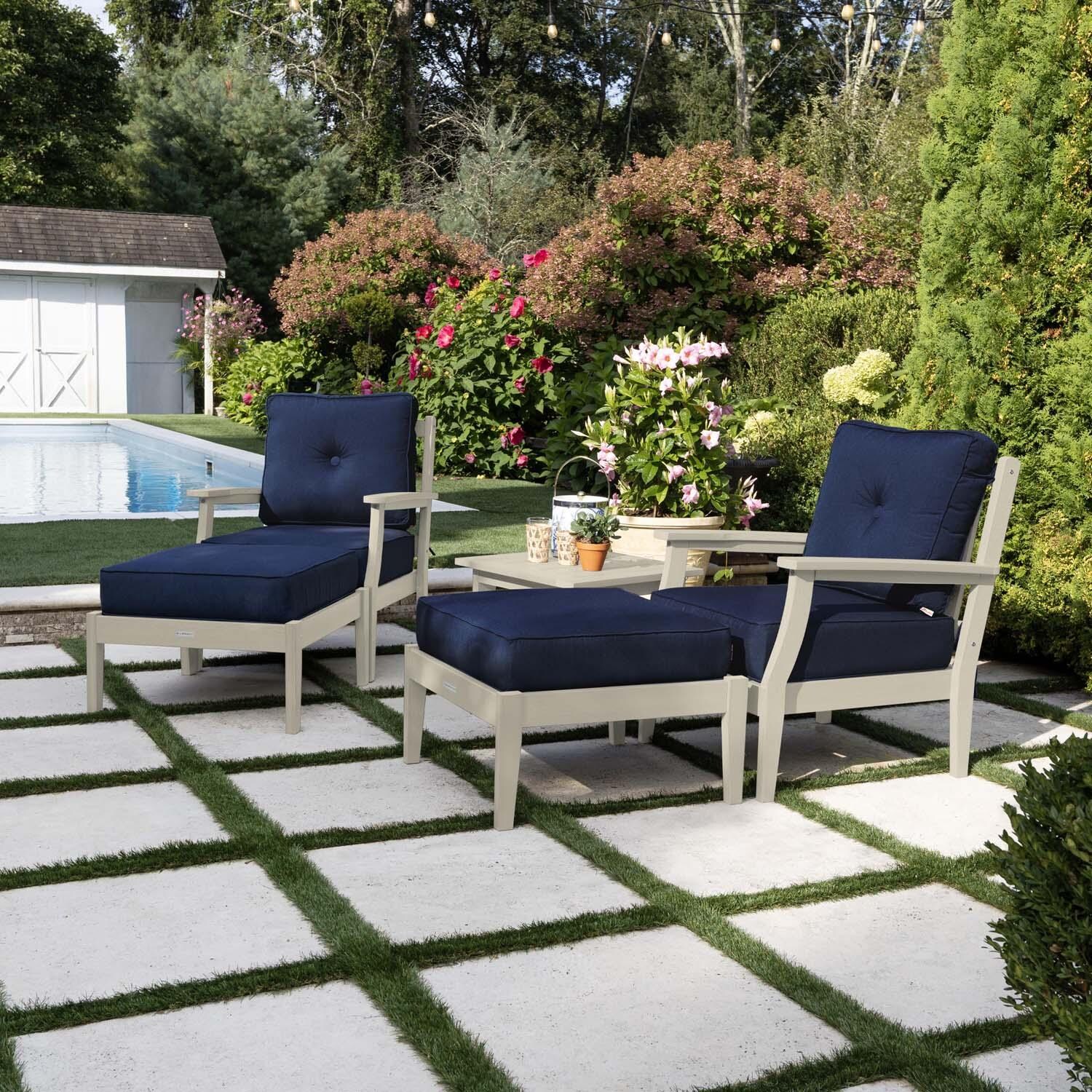Blushing Bay 5 Pc Recycled Plastic Seating Set in Spectrum Indigo/Whitewash by Lakeview Outdoor Designs - Right Angled - Lifestyle thumbnail