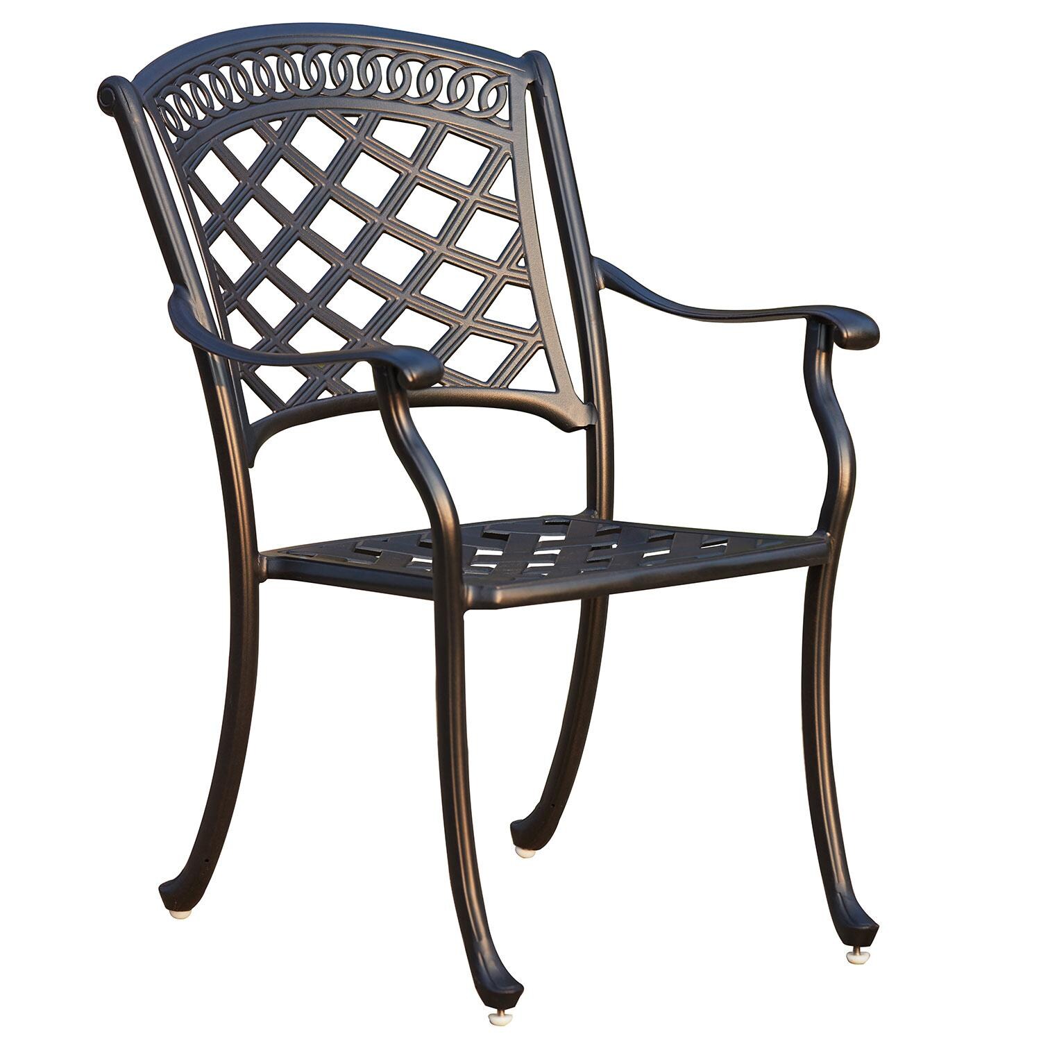 Darlee 201030-7PC-60D Sedona 7 Piece Cast Aluminum Patio Dining Set W/ 60 Inch Round Table & Beige Canvas Cushions - Dining Arm Chair Frame thumbnail