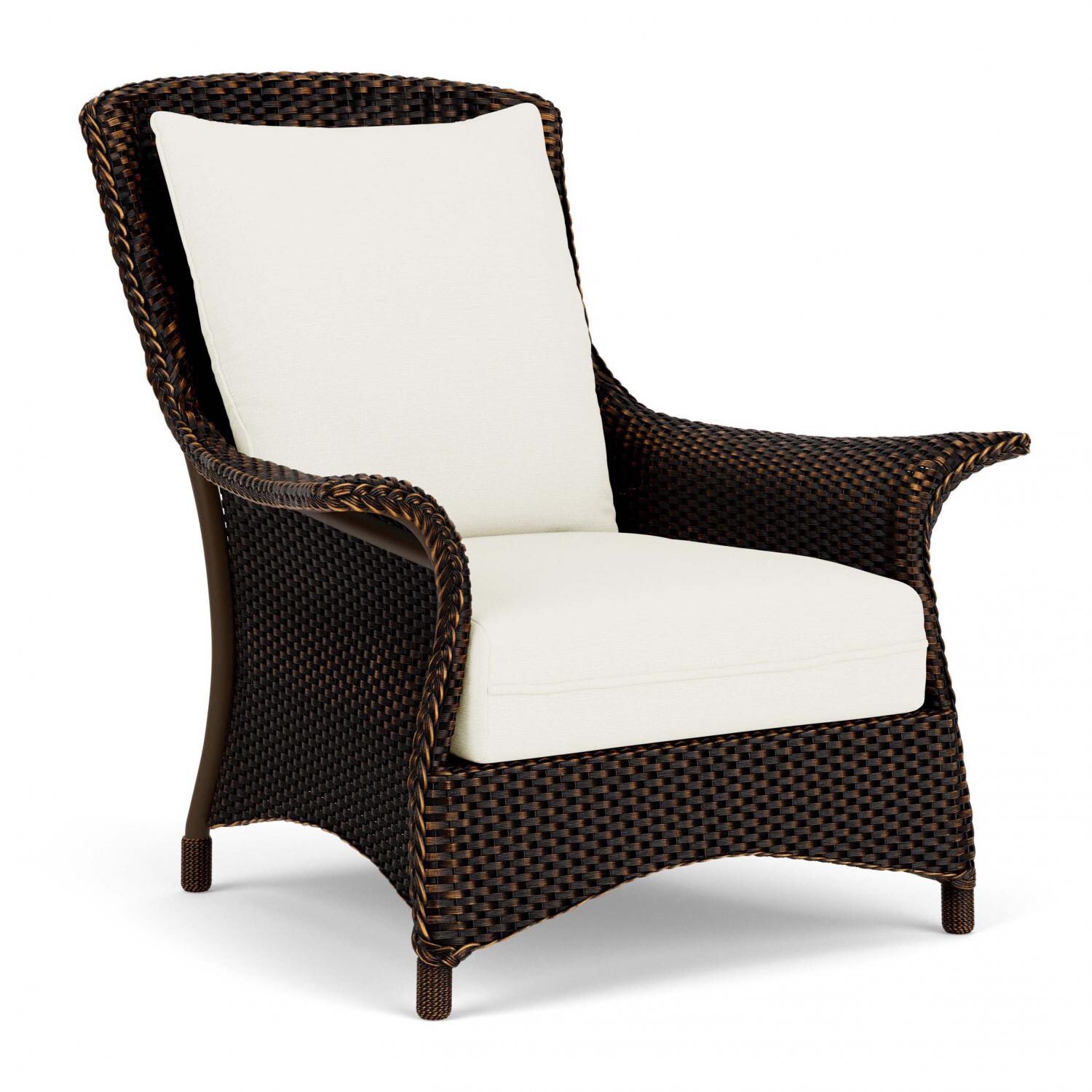 Lloyd Flanders Mandalay Lounge Chair in Mink Finish with Sailcloth Salt fabric - Angled thumbnail
