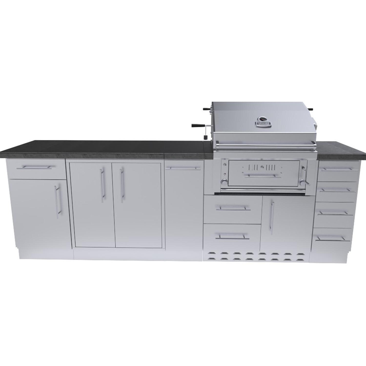 Sunstone Grills SCPALAMO-LP ALAMO 9 Ft Hybrid Gas Charcoal Grill Island Package in Propane - Front - White Background thumbnail