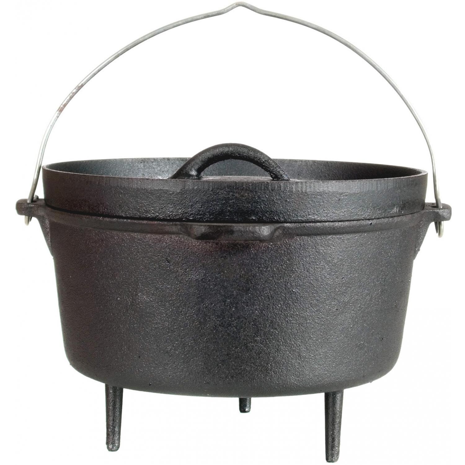 Cajun Cookware 12-Quart Seasoned Cast Iron Camp Pot With Legs - Side View thumbnail