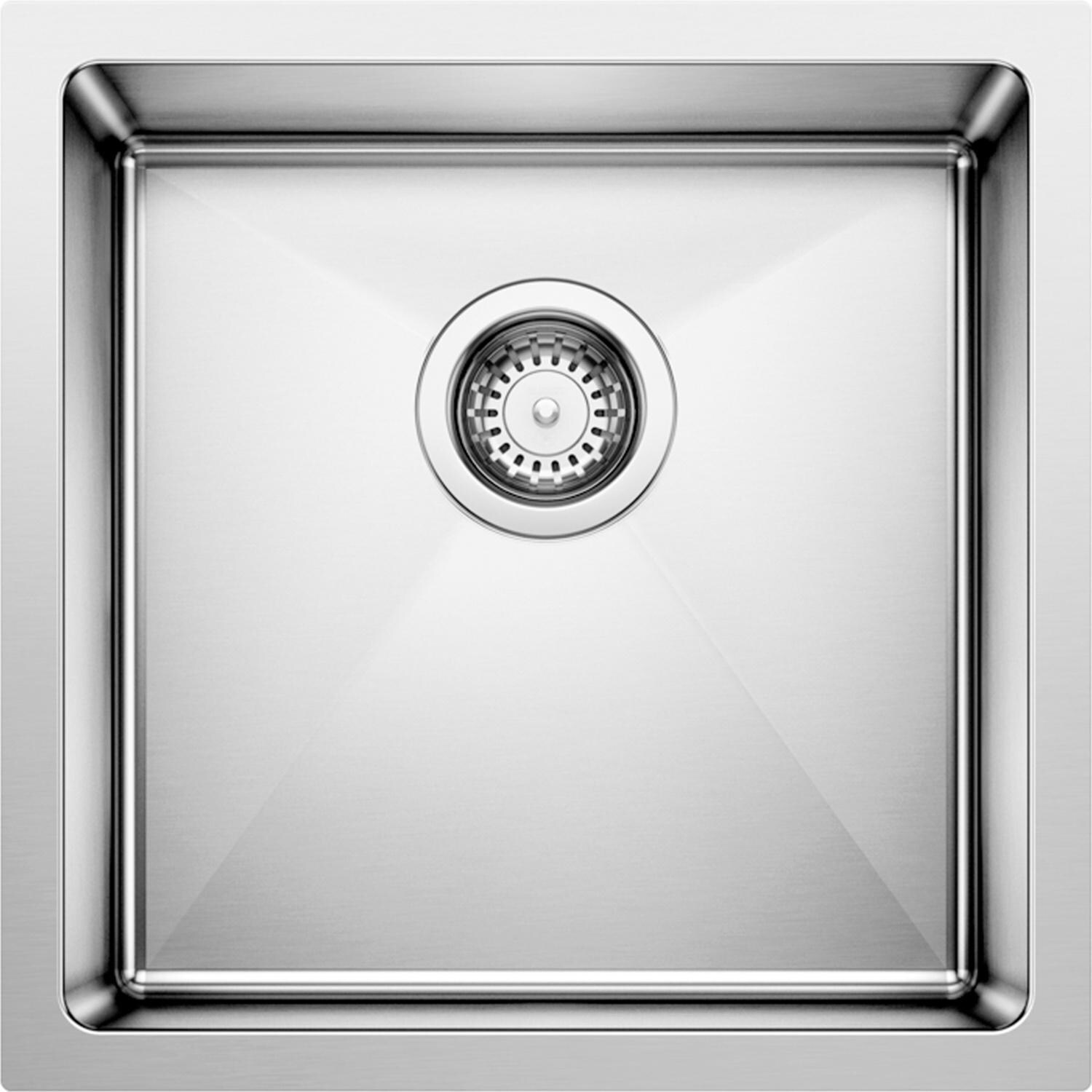 Blanco 524755 + 442681 + LI-XD Cuvee 17 X 17 Stainless Steel Undermount Bar Sink w/ Rivana 15 Inch Single Spray Faucet with Strainer Basket - Sink - White Background thumbnail