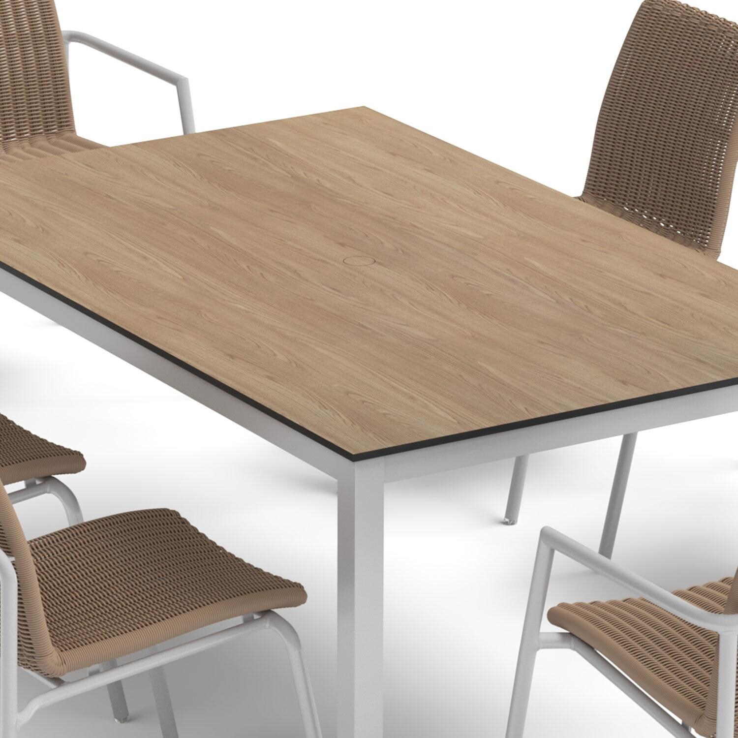 Travira 63-in Aluminum/HPL Dining Table in Flint/Enigma By Oxford Garden - Only Dining Table Incuded - Top View - White Background thumbnail