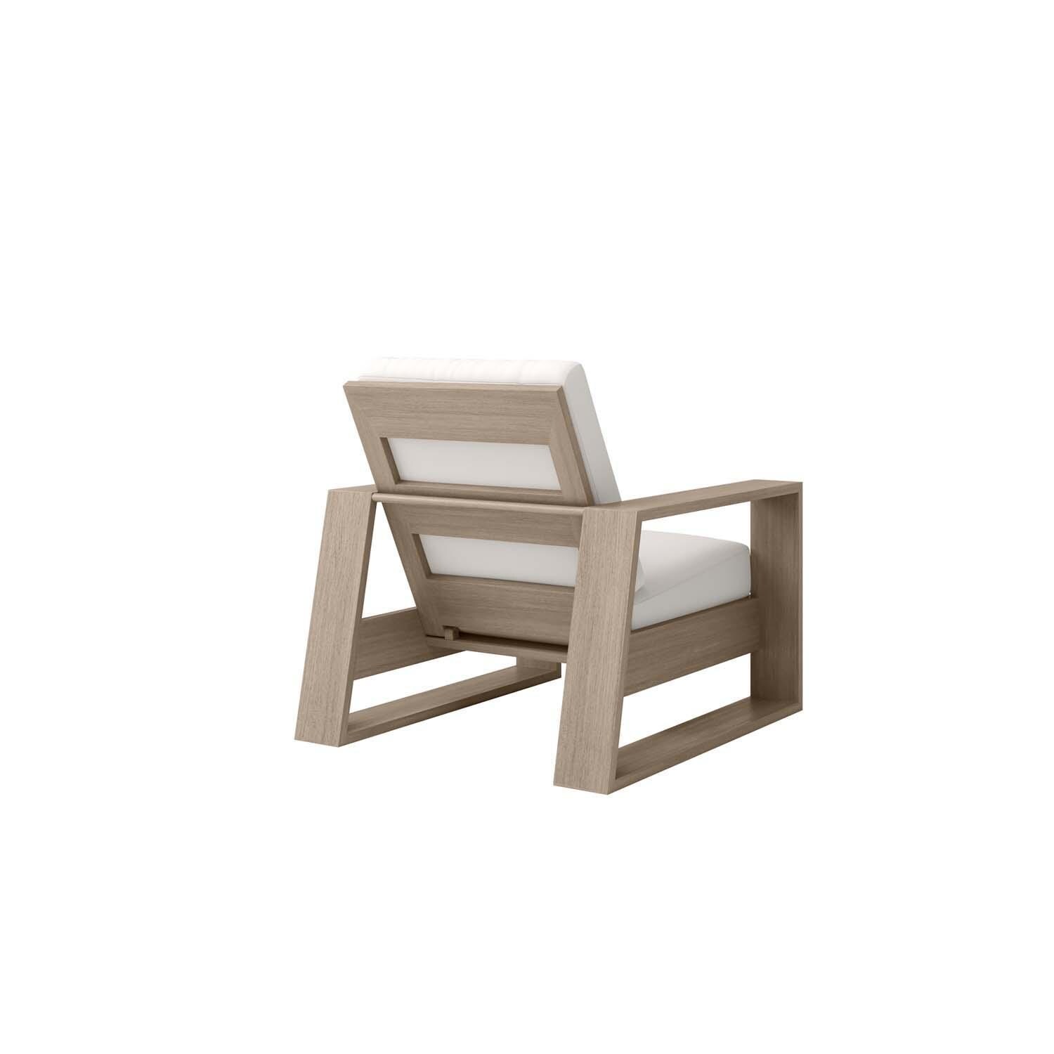 Novara Aluminum Club Chair in Flax w/ Natual White Cushions By Ebel - Back View - Back View - White Background thumbnail