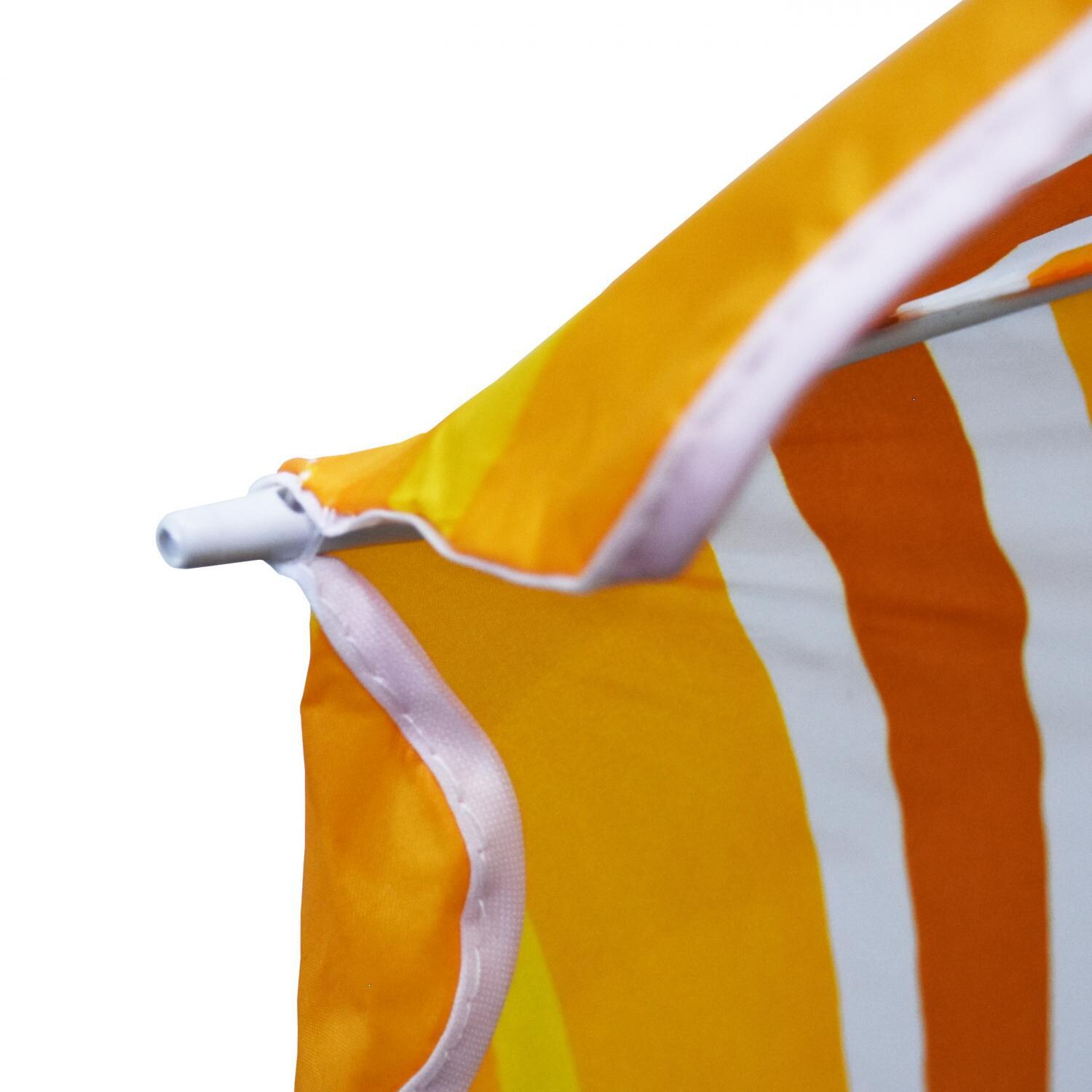 Astella 6 Ft Aluminum Beach Umbrella - Polyester Orange Mango Stripe Canopy - Edge Detail thumbnail