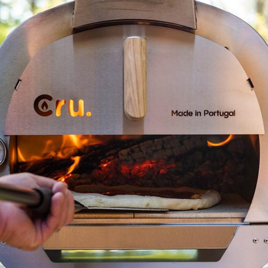 Cru Ovens CRU32G2 Model 32 G2 Outdoor Wood-Fired Pizza Oven - Baking Pizza With The Half Door thumbnail