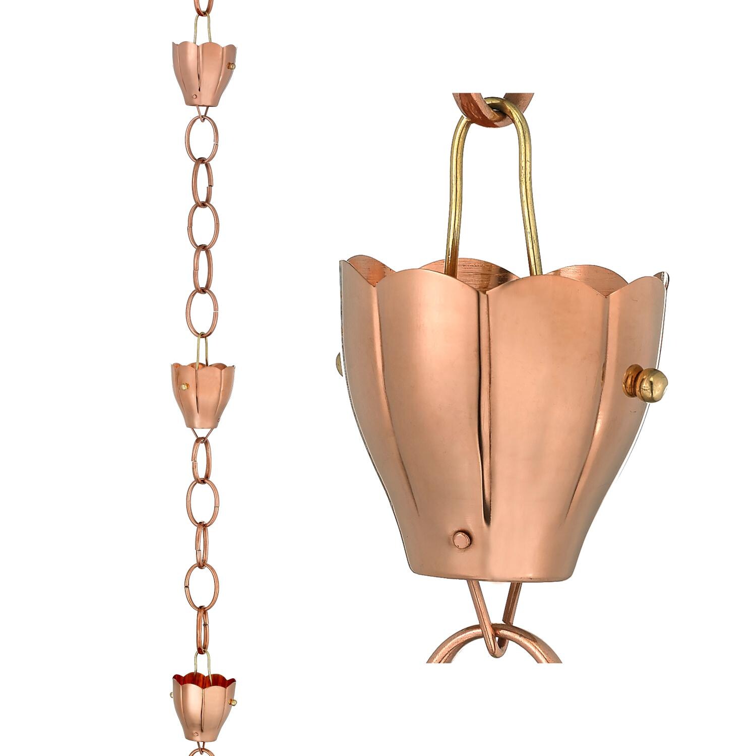 Crocus 8 1/2 Ft Rain Chain By Good Directions - Pure Copper