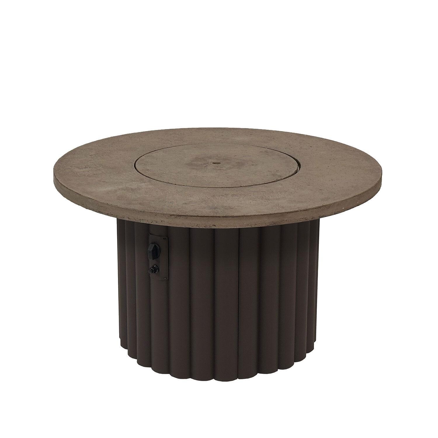 Reverie REVBBR-42-K-NG 42-in Round Aluminum Natural Gas Fire Pit Table w/ Fossil Brown Supercast Table Top & Brown Base (Ships Propane w/ Conversion Kit) - Cover - White Background thumbnail