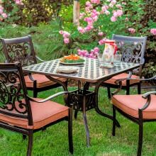 Darlee St. Cruz 5 Piece Cast Aluminum Patio Dining Set With Square Table