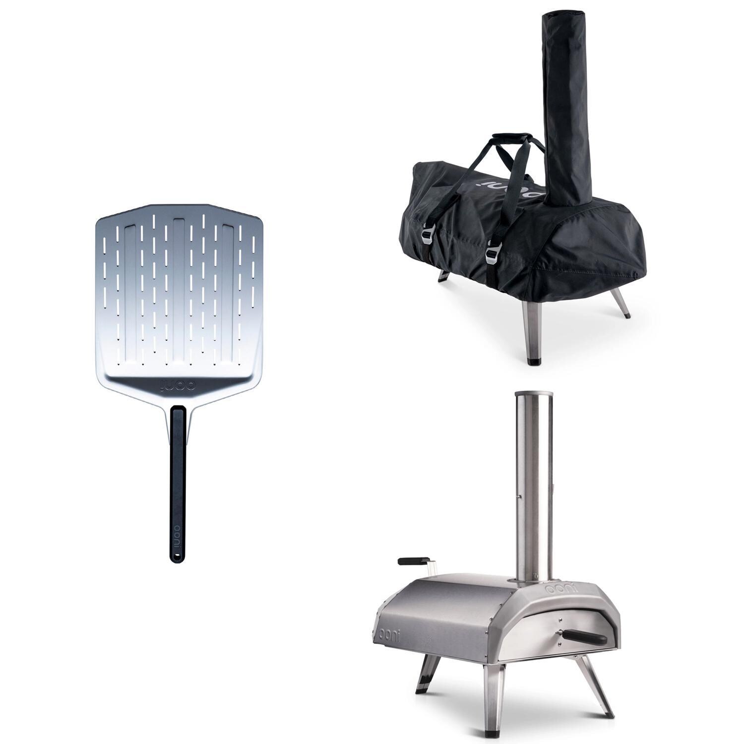 Ooni Karu 12 Multi-Fuel Portable Outdoor Pizza Oven w/ Cover & Pizza Peel Bundle